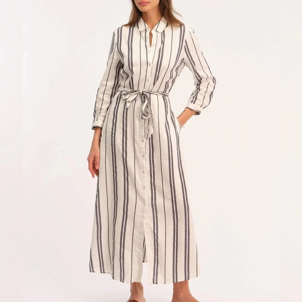 Philosophy Button-front Blue Striped Shirt Dress - Picture 1 of 10